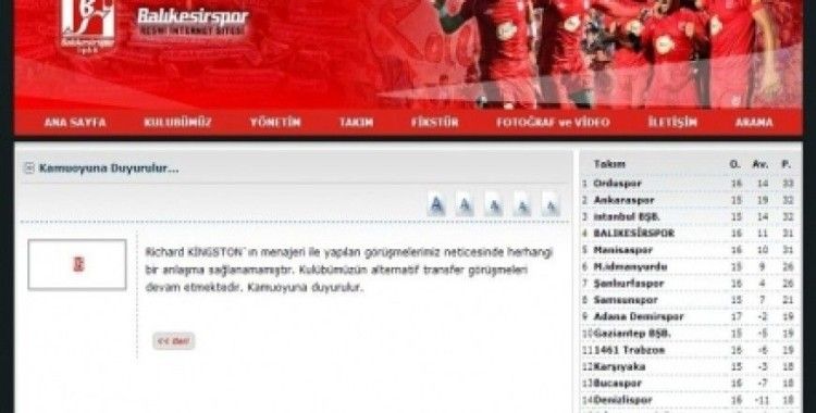 Balıkesirspor'dan Kingson açıklaması