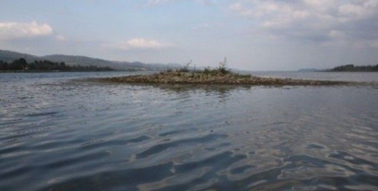 Sapanca'da su çekilmesiyle meydana çıkan tarihi ada, definecilerin hedefi oldu