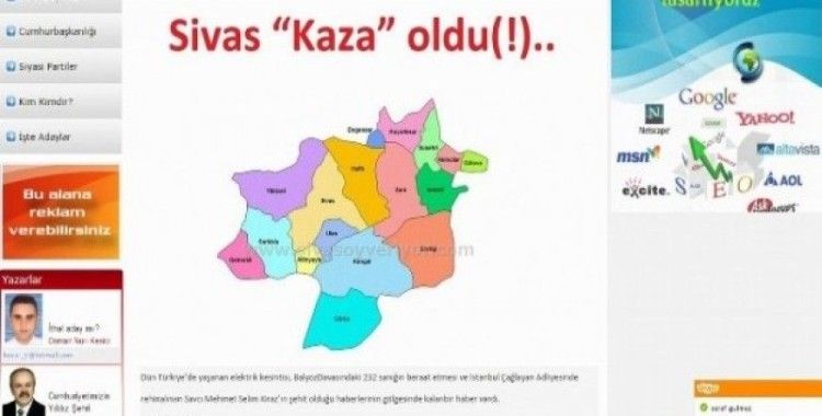 Sivas’ta haber sitesinden 1 Nisan şakası