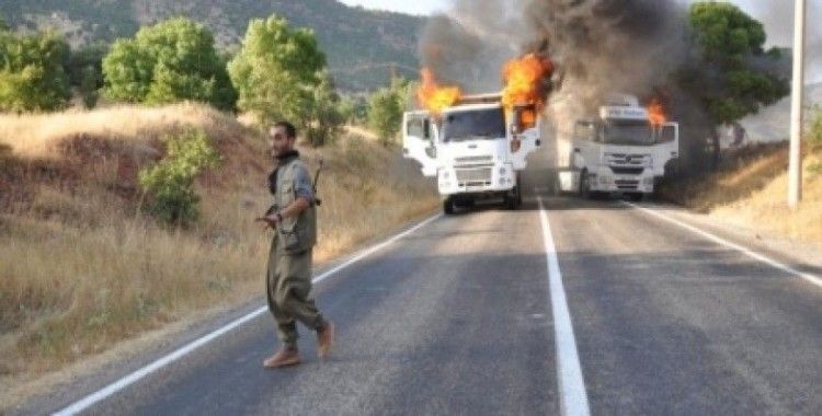 PKK’lı teröristler 3 aracı yaktı