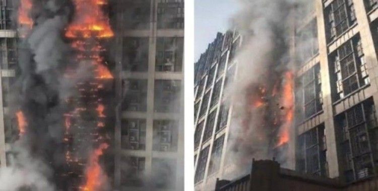 Çin'de 20 katlı binada korkutan yangın
