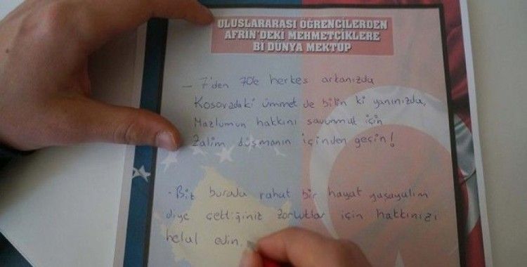 Uluslararası öğrencilerden Mehmetçiğe 'Bi Dünya' mektup