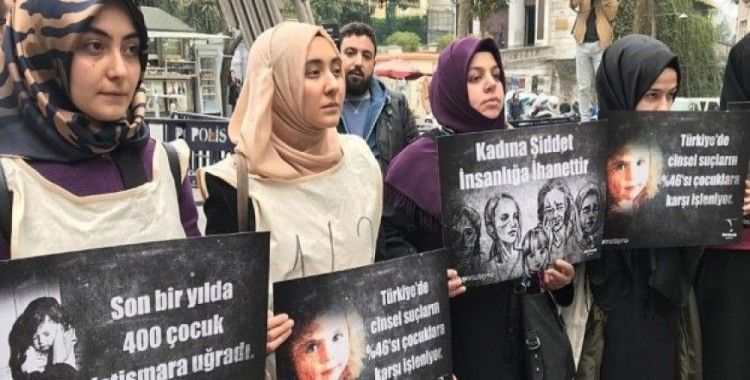 Beyoğlu'nda kadın ve çocuk istismarına tepki eylemi