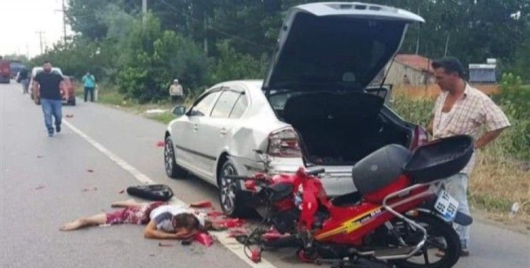 ​Otomobile arkadan çarpan motosikletin sürücüsü ağır yaralandı