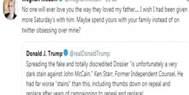 Meghan McCain’den Trump’a: “Kimse babamı sevdiği kadar Trump’ı sevmeyecek”