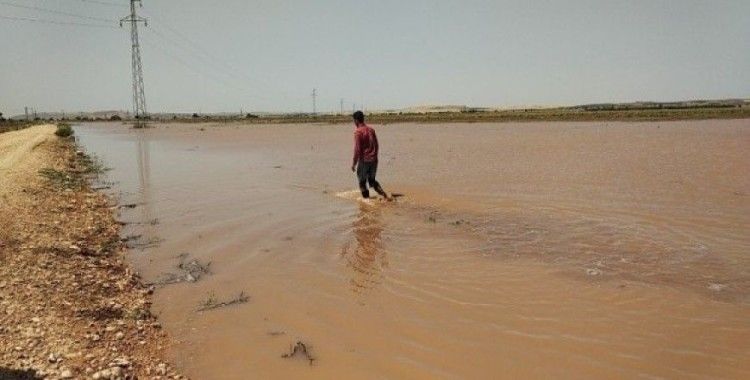 DSİ’ye ait sulama borusu patladı ekili araziler su altında kaldı