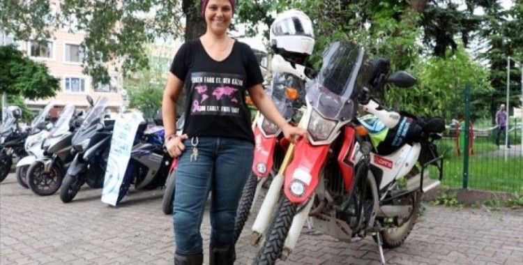 Motosikletli kadından 'kanser farkındalık turu'