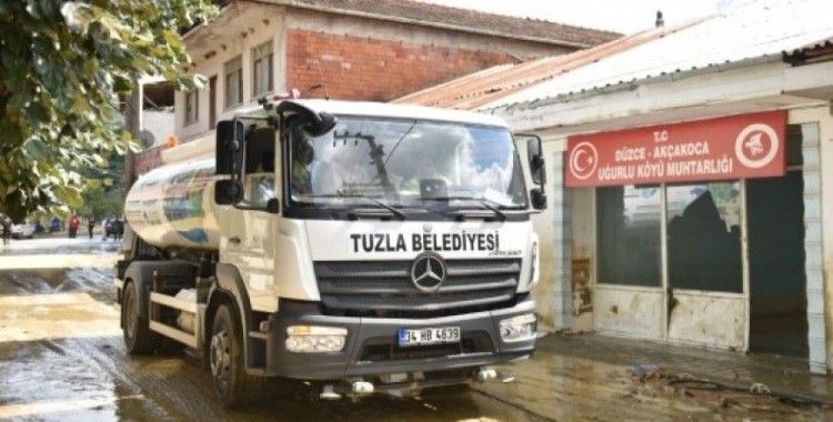 Tuzla Belediyesinden selden etkilenen köylere destek