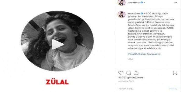 Minik Zülal için ünlü sanatçı Murat Boz’dan yardım çağrısı