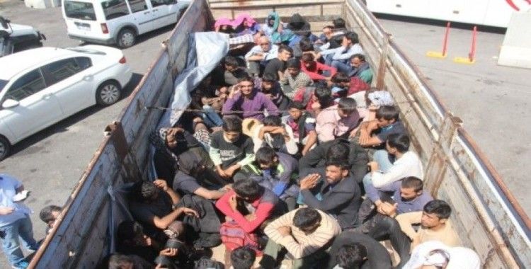 Kamyon kasasından koyun yerine 61 kaçak göçmen çıktı