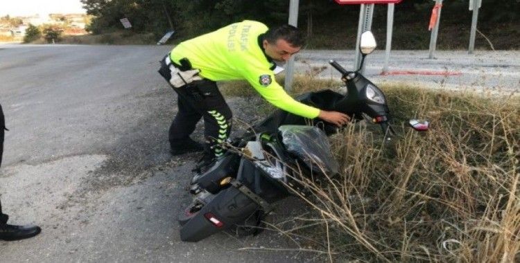 Yeni aldığı motosikleti ile kaza yaptı