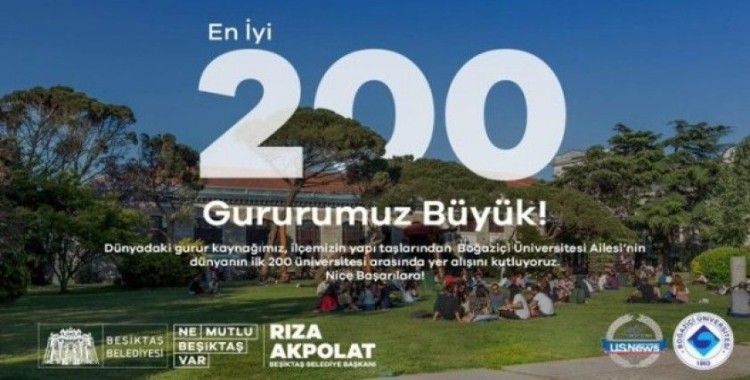 Dünya sıralamasında ilk 200’e giren Boğaziçi Üniversitesi’ne Başkan Akpolat’tan tebrik