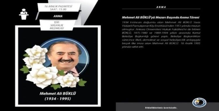 Kartal Belediyesi eski başkanlarından Mehmet Ali Büklü kabri başında anılacak