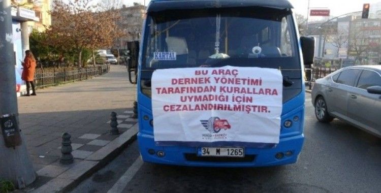 (Özel) Pendik-Kadıköy hattında kurallara uymayan minibüs şoförlerine pankartlı ceza