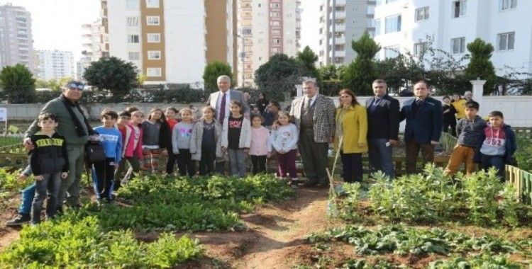 Mezitli Belediyesi çocuk hobi bahçesinde hasat sevinci