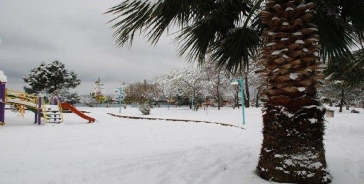 Sinop kent merkezine mevsimin ilk karı yağdı