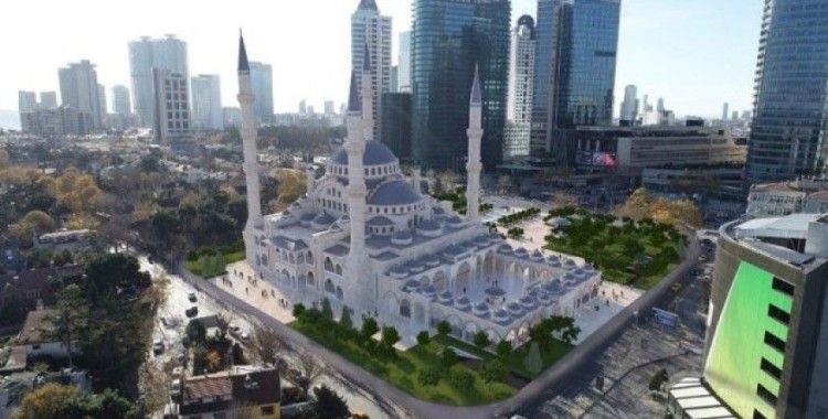 İnşaatına başlanan Levent Camii havadan görüntülendi