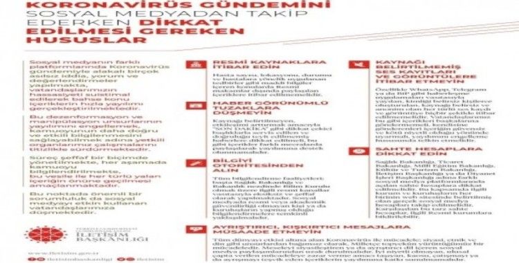 İletişim Başkanlığından sosyal medyadan korona virüs takibiyle ilgili açıklama