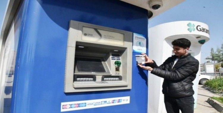Toroslar’da banka ATM’lerine dezenfektan ünitesi yerleştirildi