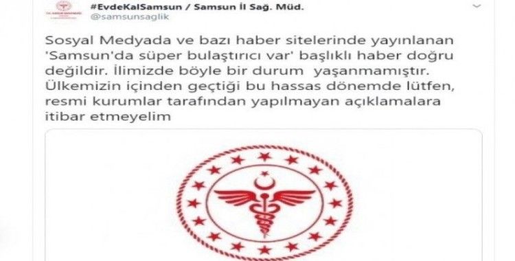 Samsun Sağlık Müdürlüğünden Prof. Dr. Çetiner’e yalanlama: "’Samsun’da süper bulaştırıcı var’ doğru değil”