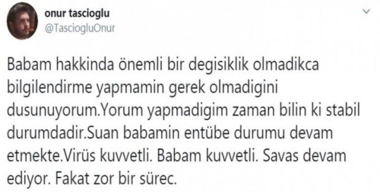Dahiliye Profesörü Cemil Taşcıoğlu’nun son durumu hakkında oğlundan açıklama