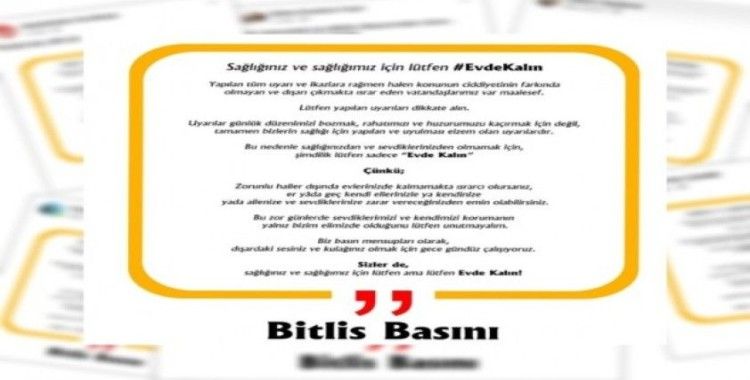 Bitlis basınından ‘evde kal’ çağrısı
