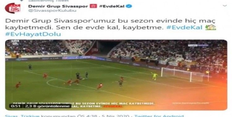 Sivasspor’dan anlamlı paylaşım