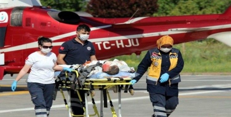 Madende dinamit patlayınca yaralandı, hava ambulansı hayatını kurtardı