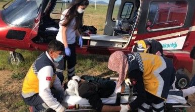 Yaylada rahatsızlanan çoban ambulans helikopterle hastaneye kaldırıldı