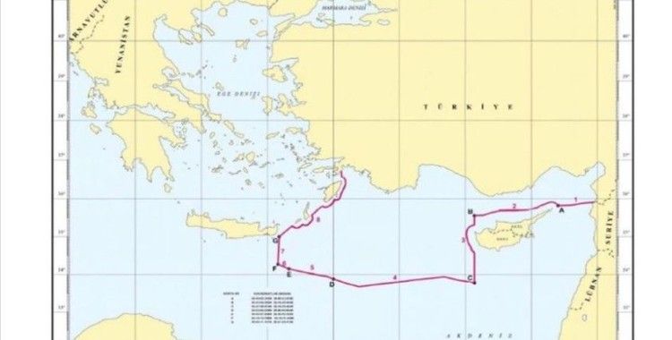 Dışişleri Bakanlığı, Doğu Akdeniz'de yeni ruhsat başvurusu yapılan sahaların yerini gösteren haritayı paylaştı