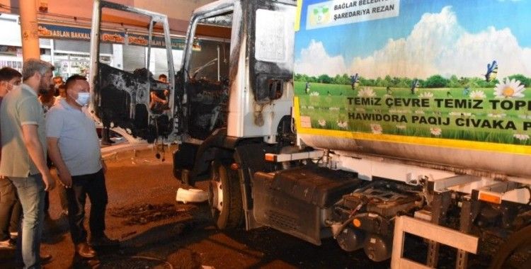 Diyarbakır'da Bağlar Belediyesinin temizlik aracına saldırı