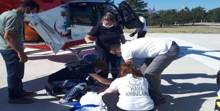 Üzerine televizyon düşen bebek ambulans helikopterle Ankara’ya gönderildi