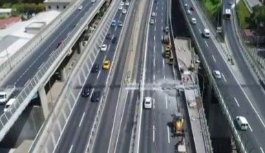 Haliç Köprüsü'ndeki yoğun trafik havadan görüntülendi