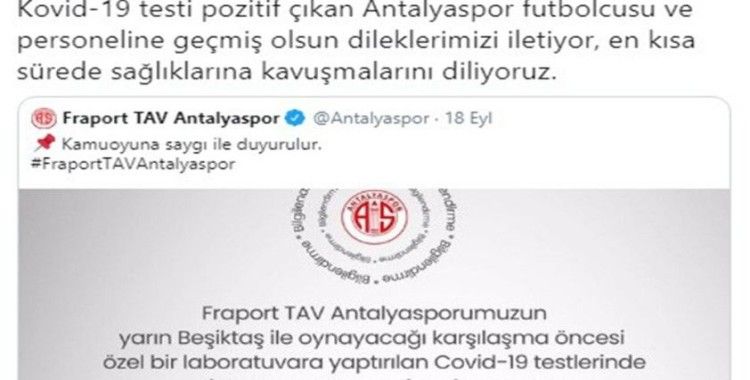 Sivasspor’dan Antalyaspor’a geçmiş olsun mesajı