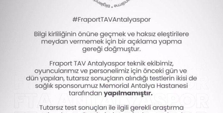 Antalyaspor’dan açıklama: “İnceleme yapılacaktır”