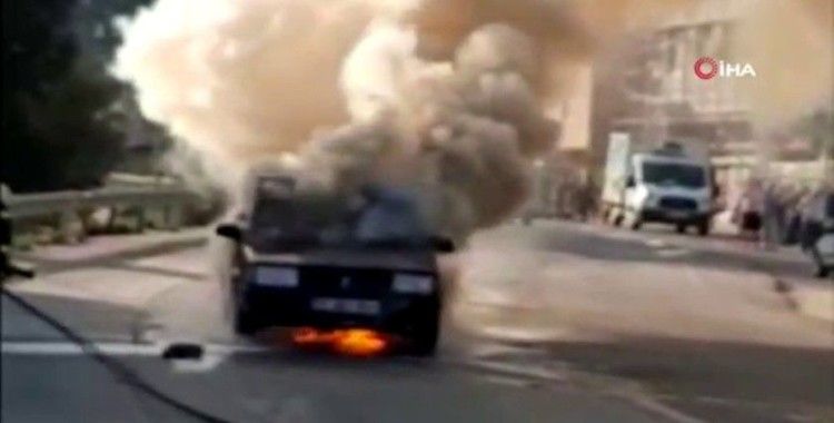 Hatay'da LPG'li otomobil yangını