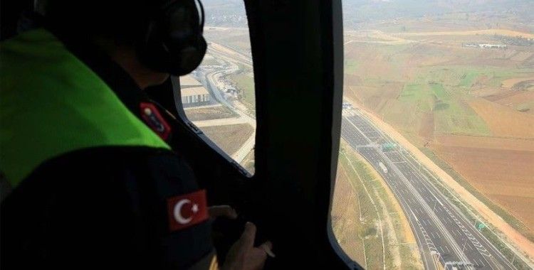 Kuzey Marmara Otoyolu'nda helikopter destekli trafik denetimi