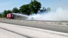 Kastamonu'da otomobil alev alev yandı