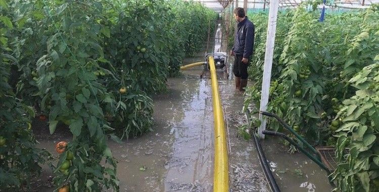 Kaş'a sağanak nedeniyle seraları su bastı
