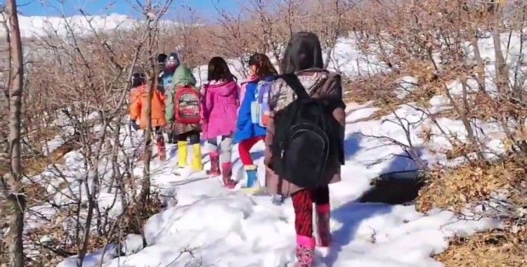 Siirt'te köy öğrencileri EBA'ya girmek için -10 derecede saatlerce yürüyerek şebeke aradı