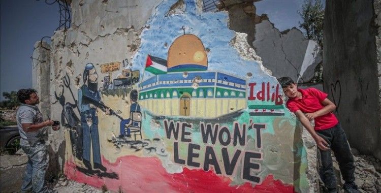 İdlibli grafiti sanatçısı Aziz'den Filistin halkına destek
