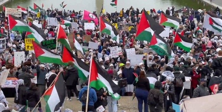 ABD'nin başkenti Washington'da binlerce kişi 'Filistin'e destek' gösterisi düzenledi