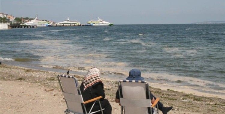 Marmara Denizi'ndeki müsilaj Çanakkale ve Bursa kıyılarında rüzgarın etkisiyle yüzeyde görülüyor