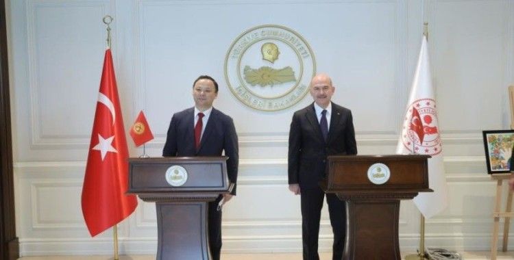 Bakan Soylu, Kırgızistan Dışişleri Bakanı Kazakbaev ile bir araya geldi