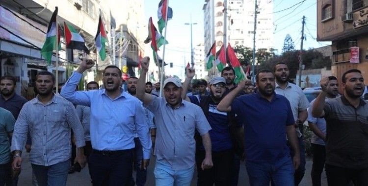 Gazze'de aşırı sağcı Yahudilerin Doğu Kudüs'teki 'Bayrak Yürüyüşü' protesto edildi