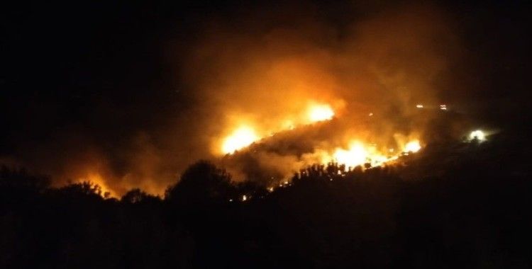 Nazilli’deki orman yangınını söndürme çalışmaları gece de devam ediyor