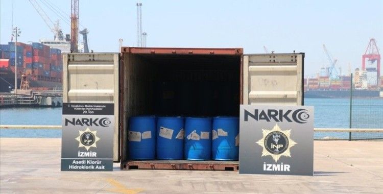 İzmir'e Çin'den getirilen bir konteynerde uyuşturucu yapımında kullanılan kimyasal madde ele geçirildi