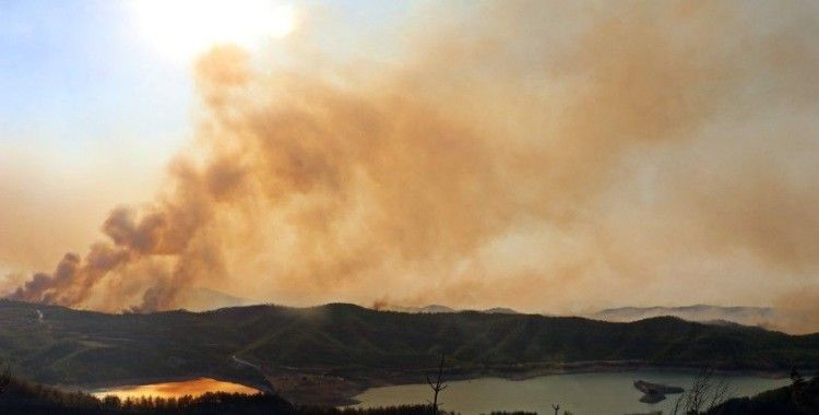 Manavgat’ta ormanlık alandaki yangına havadan ve karadan müdahale sürüyor