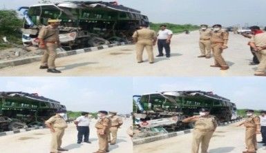 Hindistan'da otobüs yoldan çıkarak kamyona çarptı