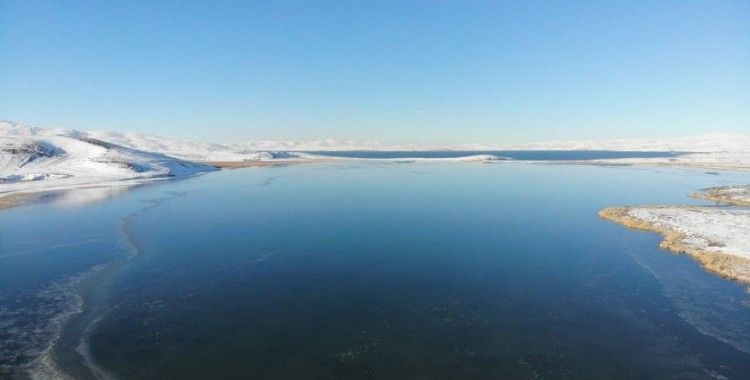 Kars eksi 20'yi gördü, Çıldır Gölü'nün yarısı dondu